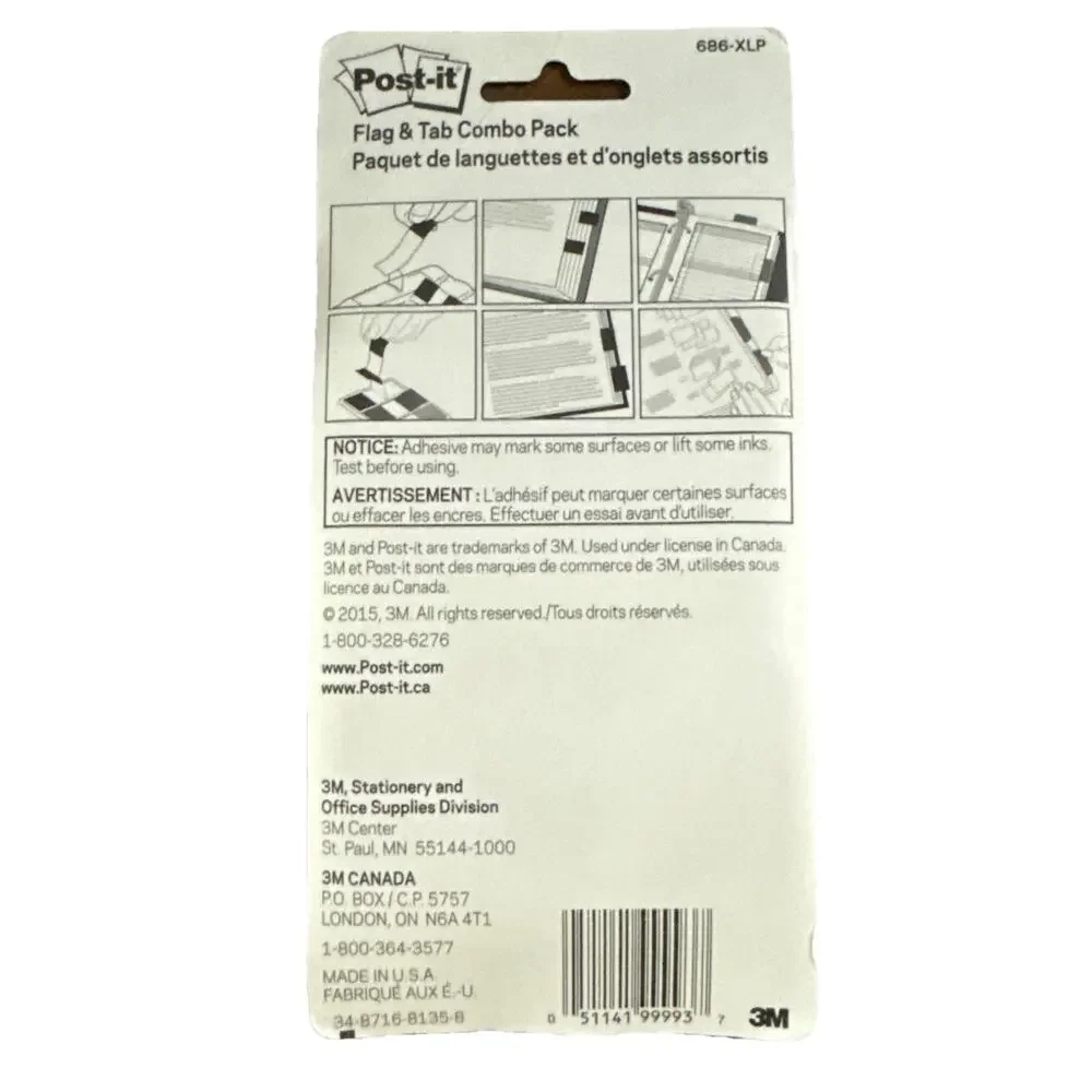 Post-it Sticky Notes Flags & Tabs Pack 460 Pieces Assorted Color Sizes 686-XLP
